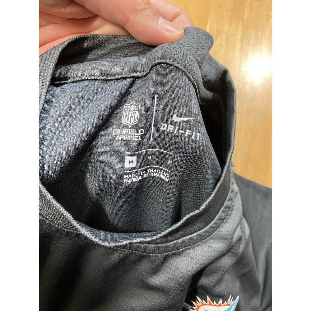 Miami Dolphins Shirt Mens Medium Dri-Fit Grey NFL On-Field Nike 20pit2pit - Picture 3 of 7